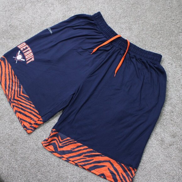 Zubaz Detroit Tigers Shorts Mens Large Blue/Orange Polyester stretch 11" inseam - Picture 3 of 11